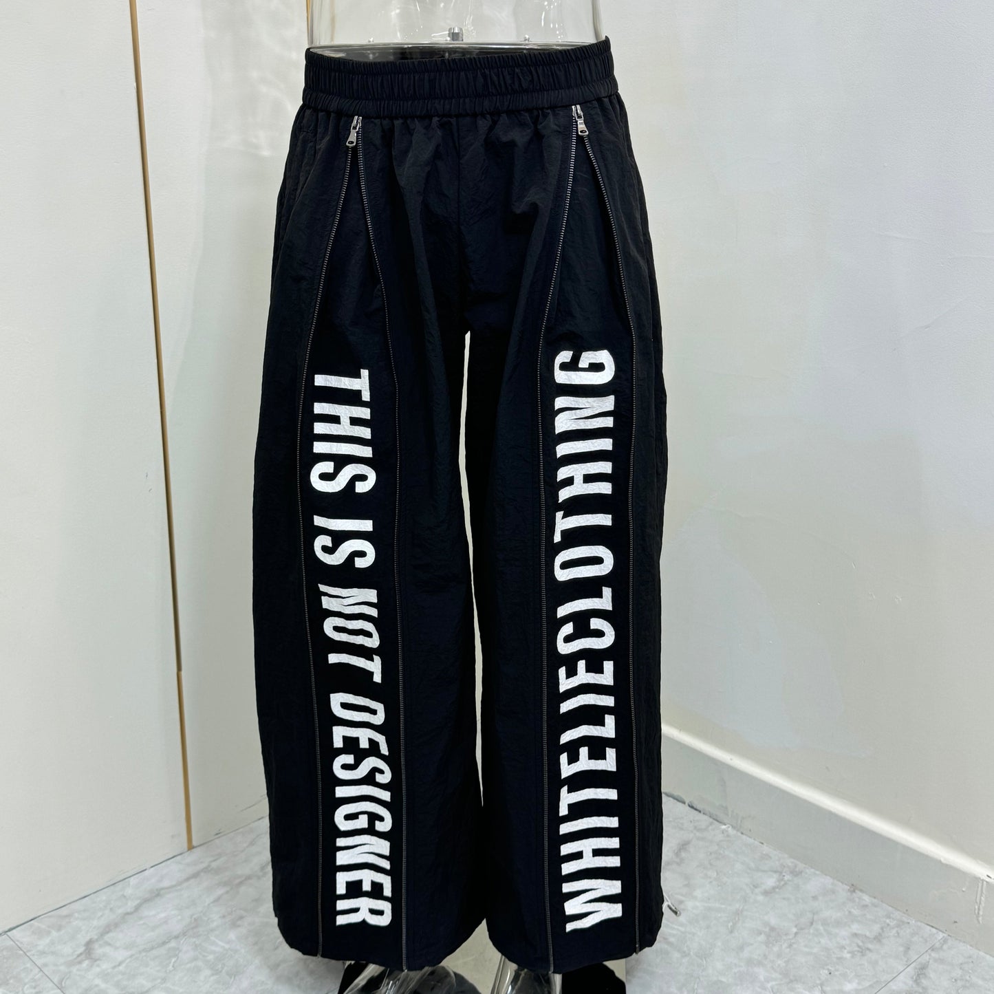 "This Is Not Designer" Layer-Zipped Nylon Pants