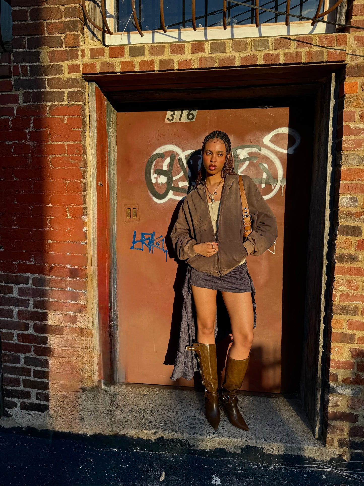 ‘Im/perfection’ Sunfade Hand-Distressed Zipup Hoodie