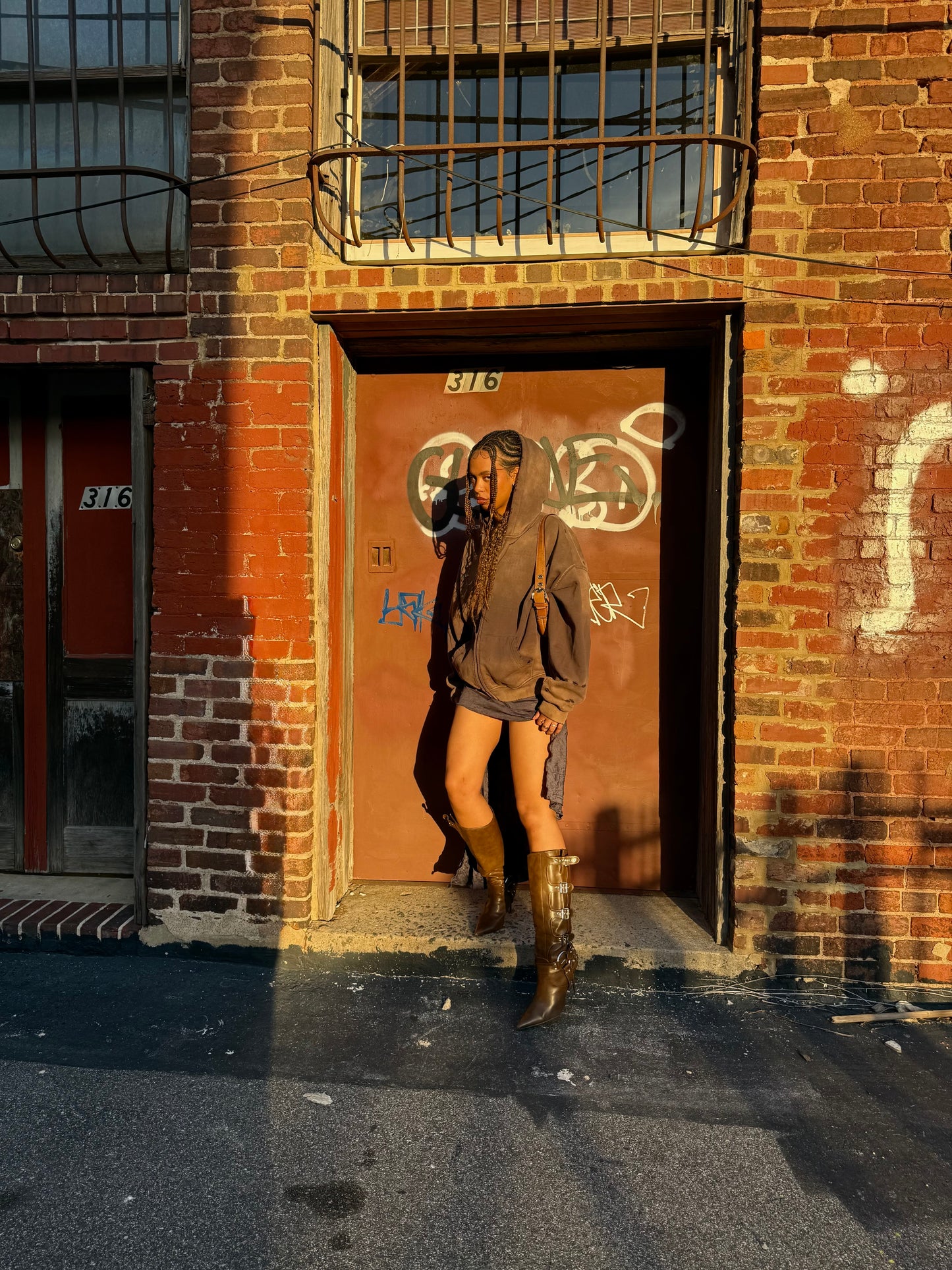 ‘Im/perfection’ Sunfade Hand-Distressed Zipup Hoodie