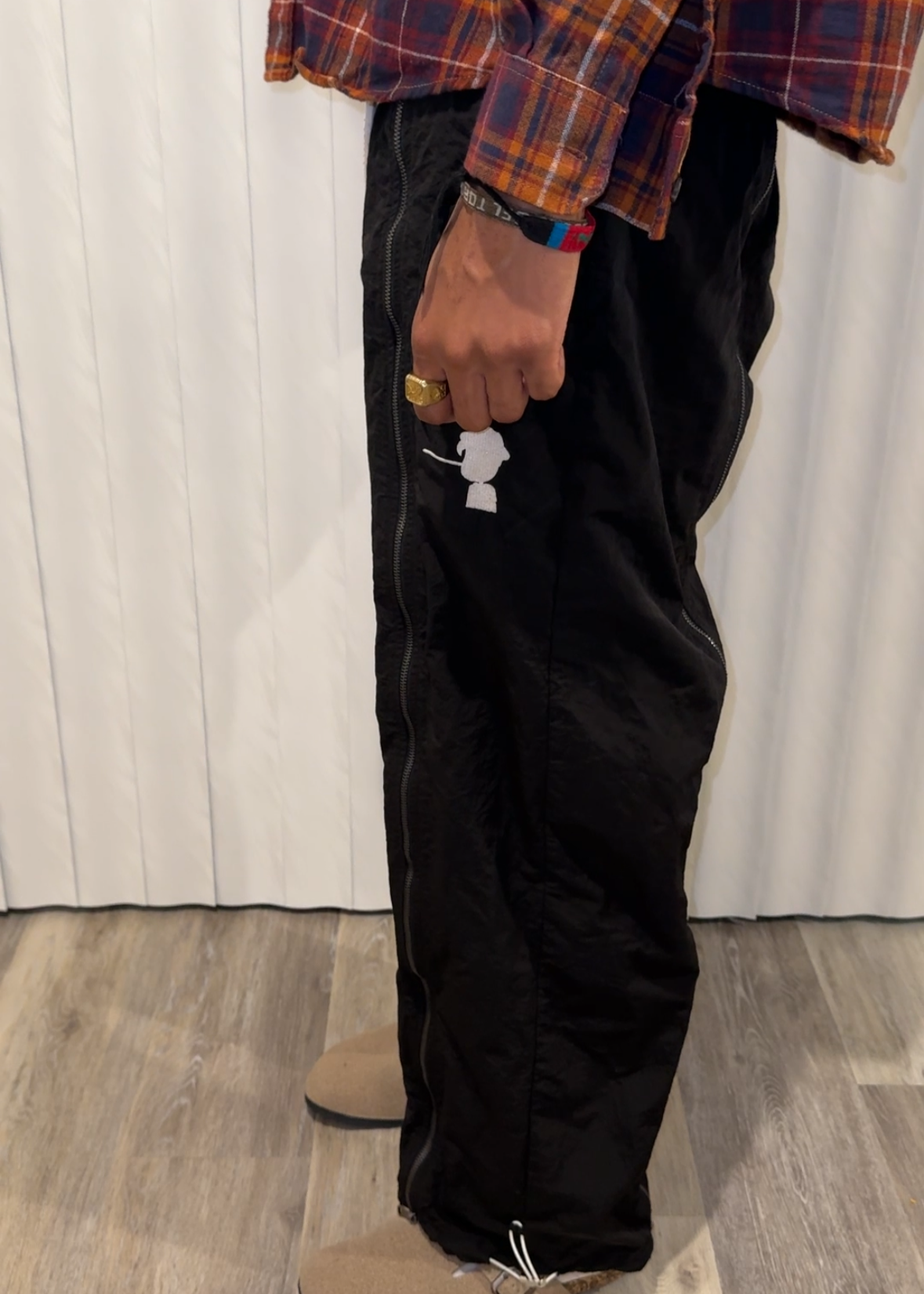 "This Is Not Designer" Layer-Zipped Nylon Pants