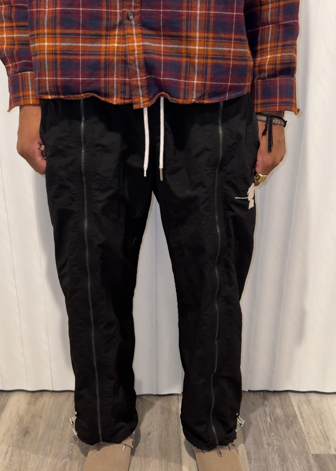 "This Is Not Designer" Layer-Zipped Nylon Pants