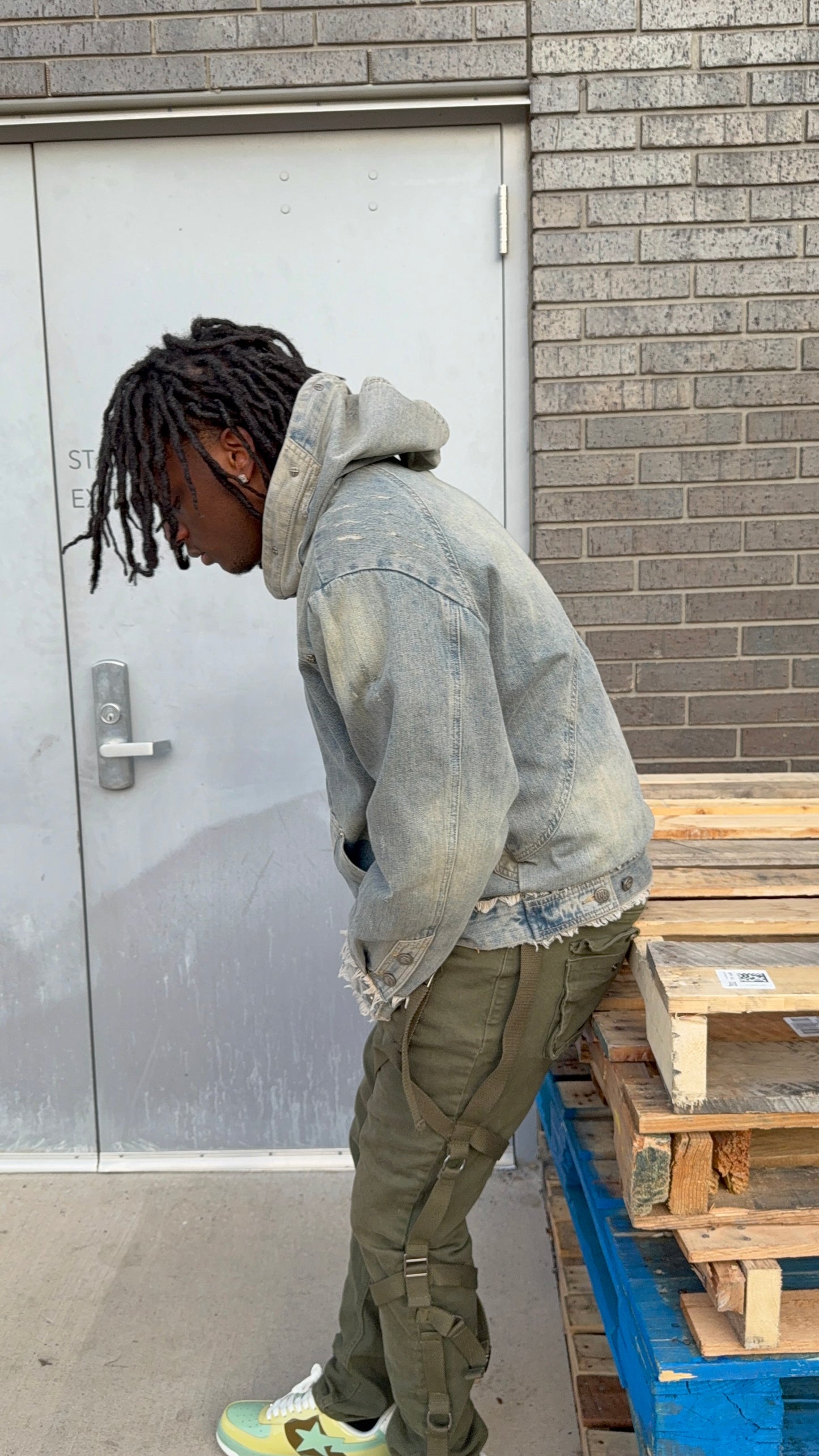 ‘MorphHood’ Distressed Washed Denim Hoodie