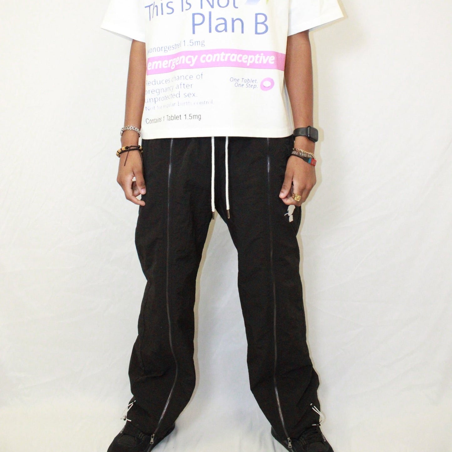"This Is Not Designer" Layer-Zipped Nylon Pants