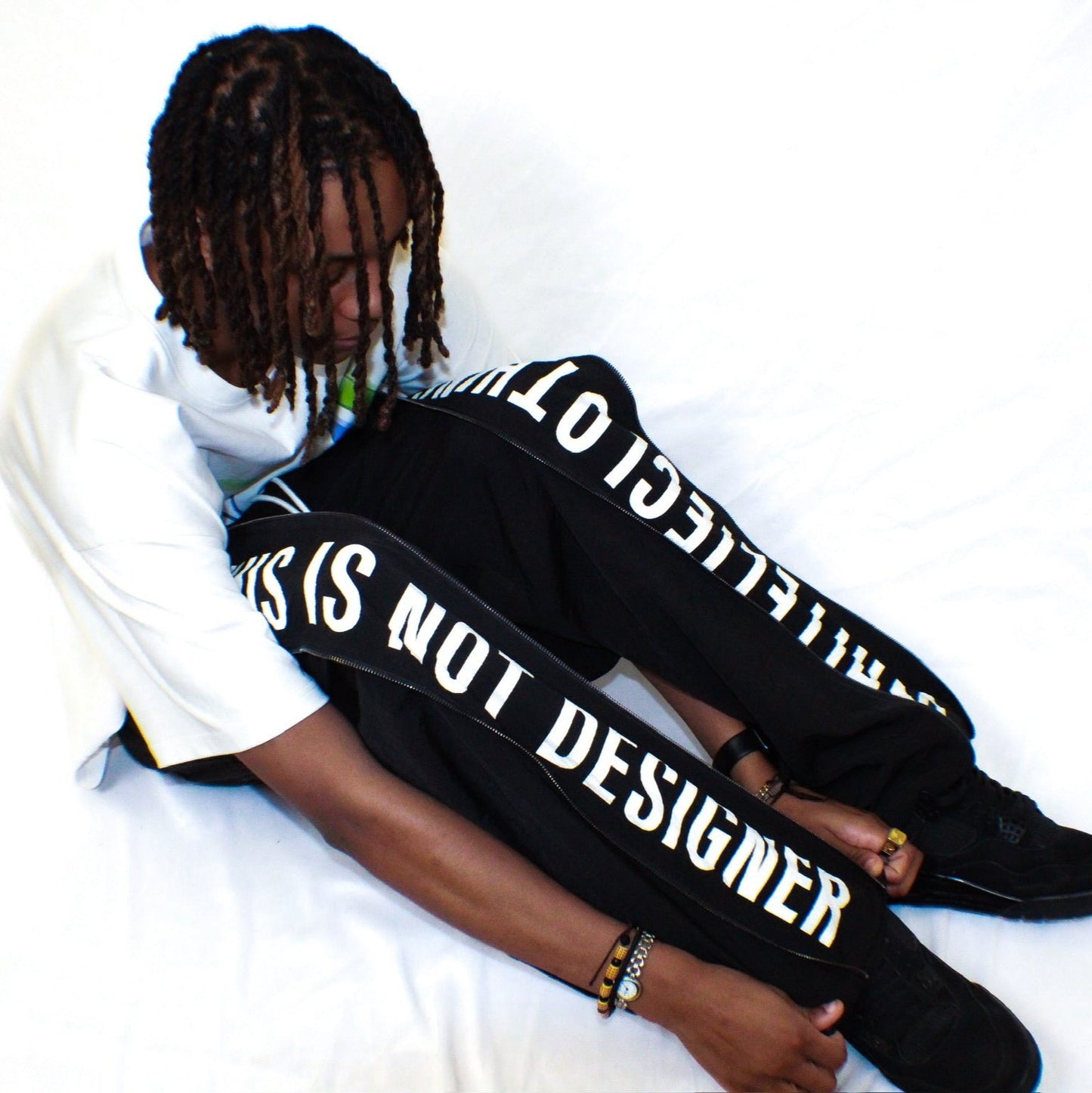 "This Is Not Designer" Layer-Zipped Nylon Pants