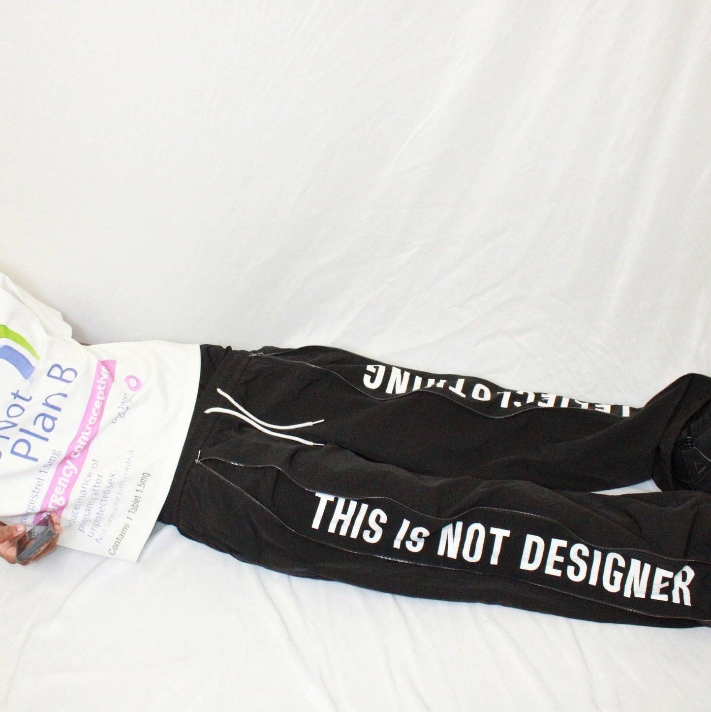 "This Is Not Designer" Layer-Zipped Nylon Pants