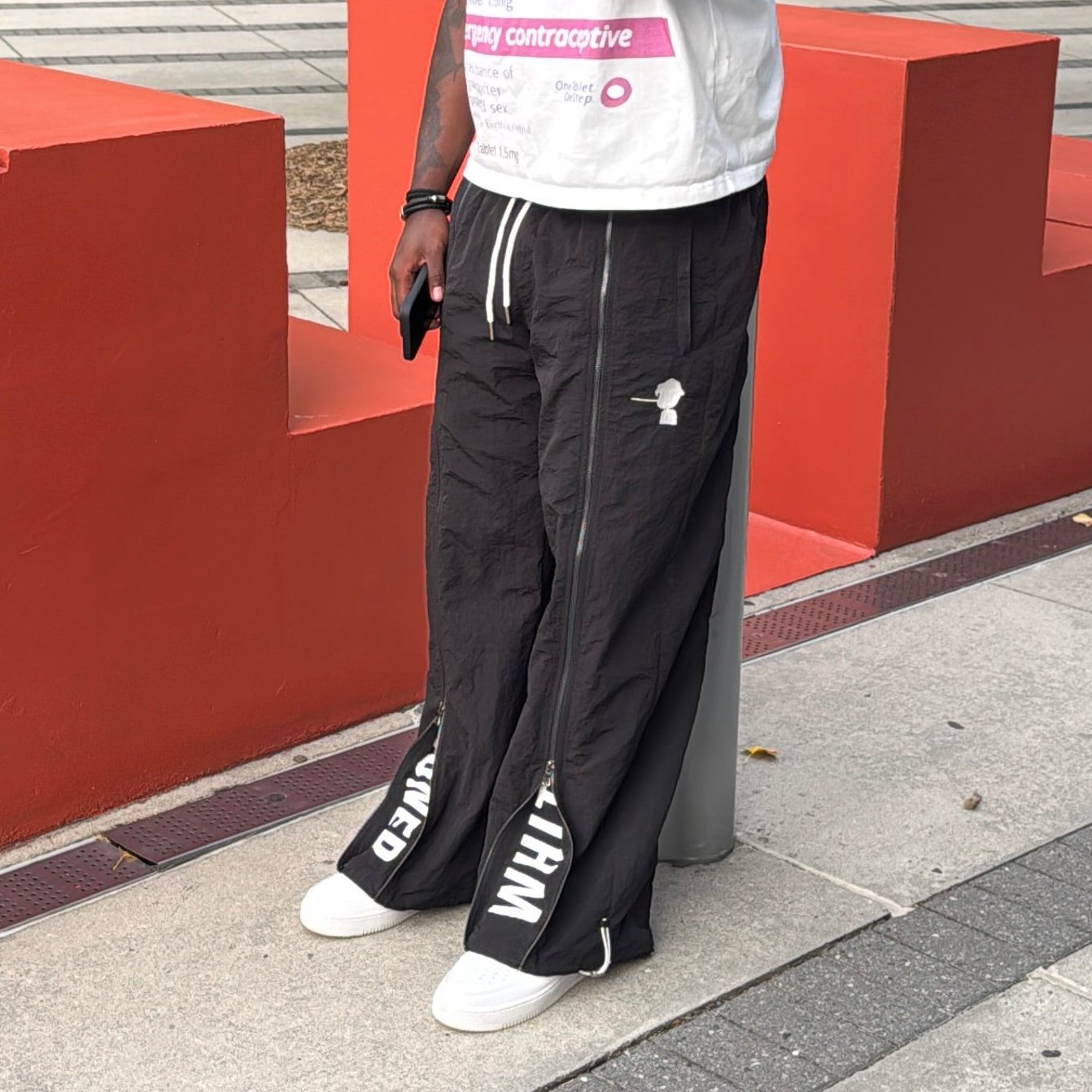 "This Is Not Designer" Layer-Zipped Nylon Pants