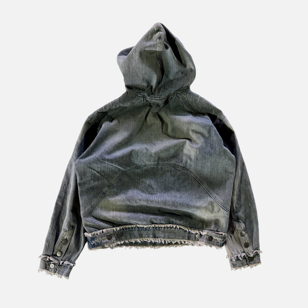 ‘MorphHood’ Distressed Washed Denim Hoodie